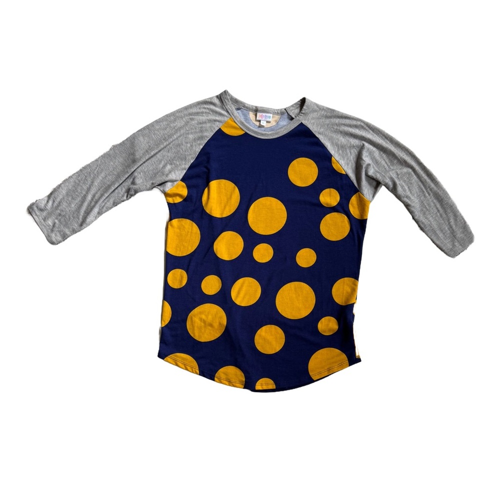LuLaRoe Gray and Blue Randy Baseball Shirt